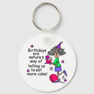 Eat More Cake Birthday Humor Keychain
