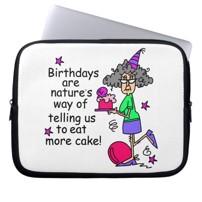 Eat More Cake Birthday Humor Laptop Sleeve (Front)
