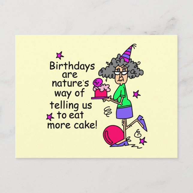 Eat More Cake Birthday Humor Postcard (Front)