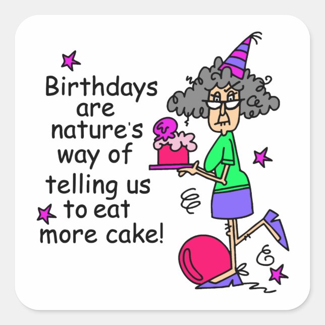 Eat More Cake Birthday Humor Square Sticker (Front)