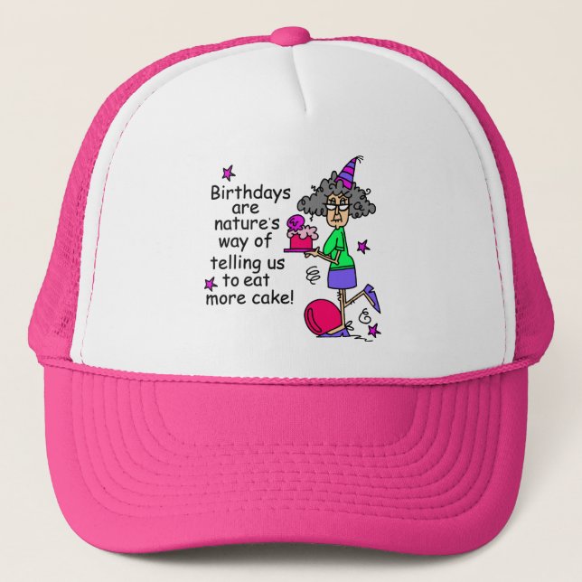 Eat More Cake Birthday Humor Trucker Hat (Front)