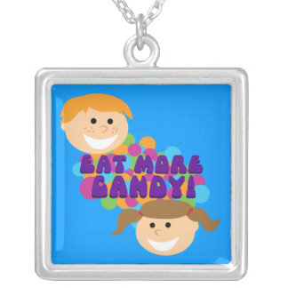 Eat More Candy Retro Kids Silver Plated Necklace