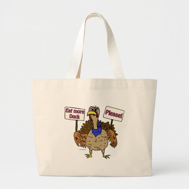 Eat More Duck - Talking Turkey Large Tote Bag (Front)