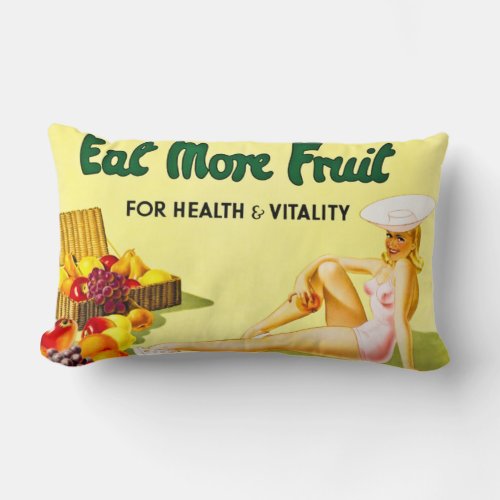 Eat More Fruit for Health and Vitality Vintage Lumbar Pillow