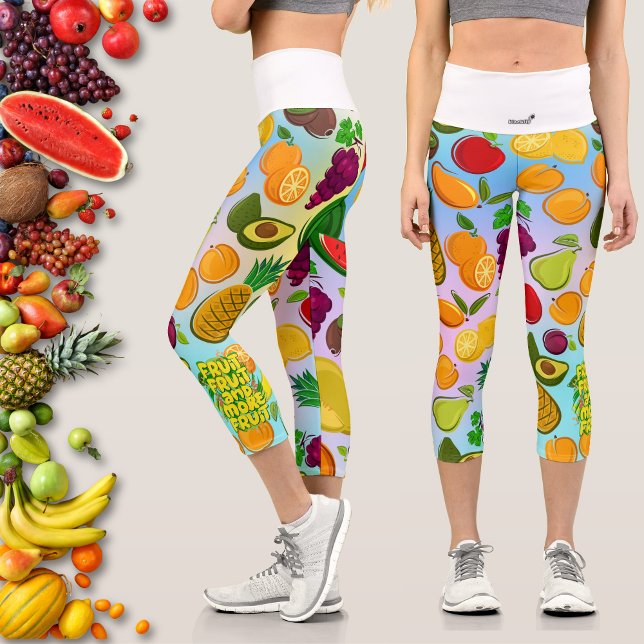 Eat more fruit | motivational healthy food yoga capri leggings (Creator Uploaded)