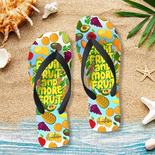 Eat more fruit  motivational healthy food yoga flip flops