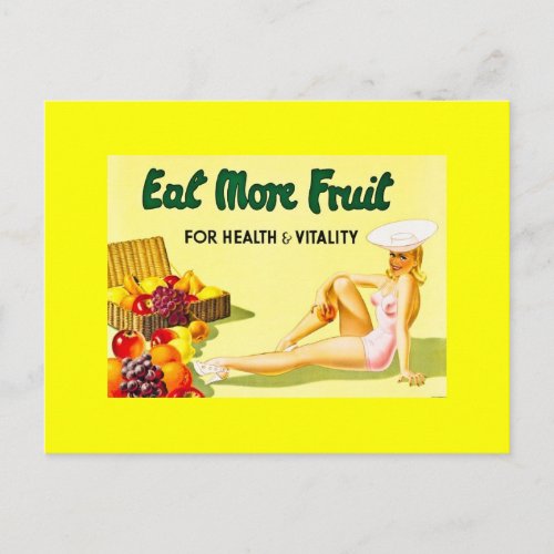 Eat More Fruit _ Vintage Advertisement ca 1940s Postcard