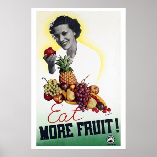 Eat More Fruit   Vintage Australia Travel Poster