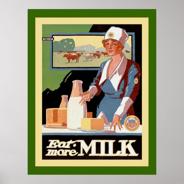 Eat More Milk ~ Vintage Advertising Poster (Front)