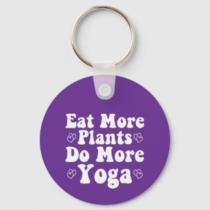 Eat More Plants Do More Yoga Saying Novelty Heart  Keychain