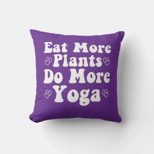 Eat More Plants Do More Yoga Saying Novelty Heart Throw Pillow