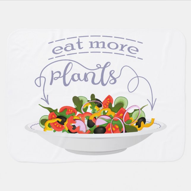 Eat more plants fresh salad motivation lettering baby blanket (Horizontal)
