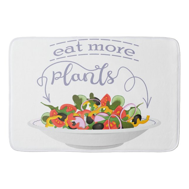 Eat more plants fresh salad motivation lettering bath mat (Front)