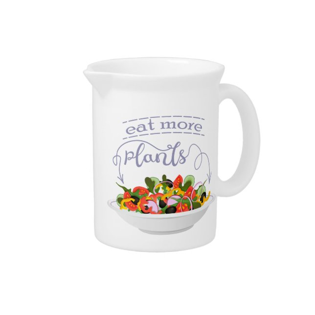 Eat more plants fresh salad motivation lettering beverage pitcher (Right)
