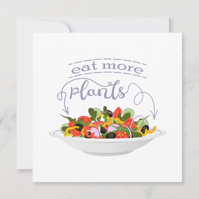Eat more plants fresh salad motivation lettering card (Front)