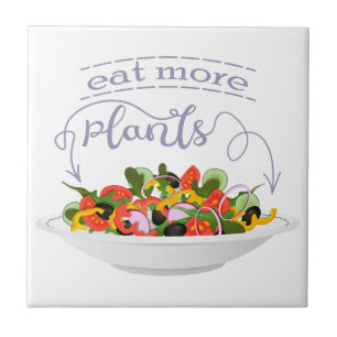 Eat more plants fresh salad motivation lettering ceramic tile