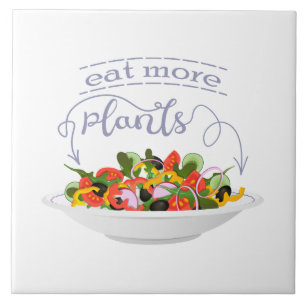 Eat more plants fresh salad motivation lettering ceramic tile