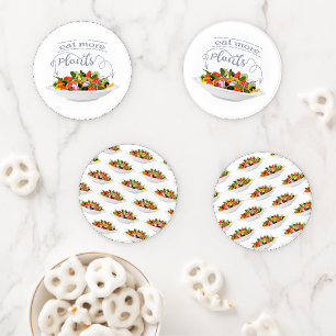 Eat more plants fresh salad motivation lettering coaster set