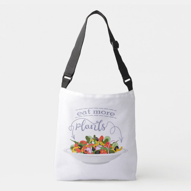 Eat more plants fresh salad motivation lettering crossbody bag (Front)