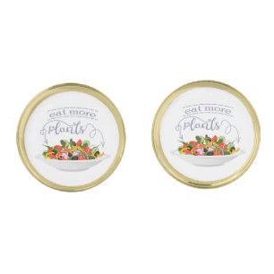 Eat more plants fresh salad motivation lettering cufflinks