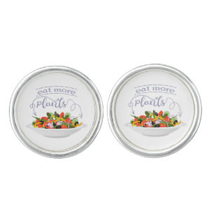 Eat more plants fresh salad motivation lettering cufflinks