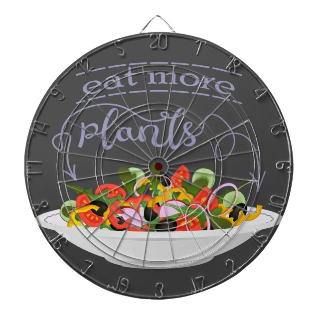 Eat more plants fresh salad motivation lettering dart board (Front)
