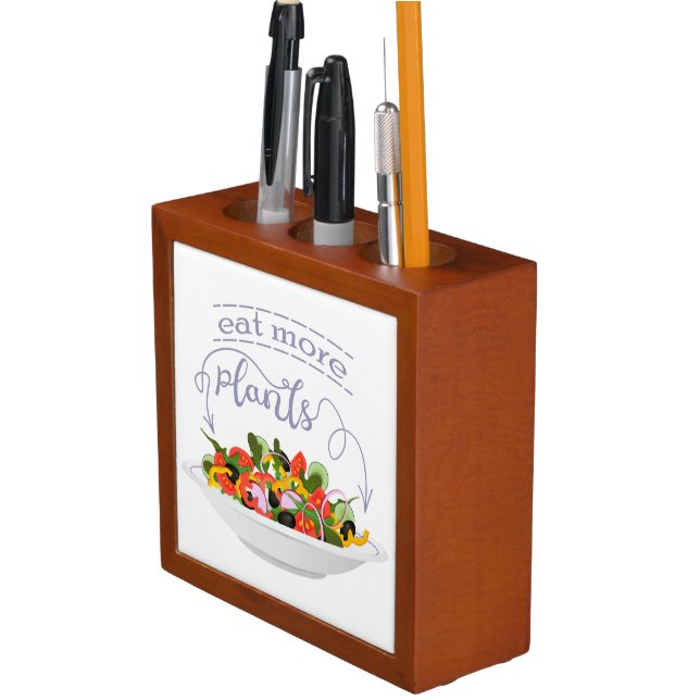 Eat more plants fresh salad motivation lettering desk organizer (In Situ)