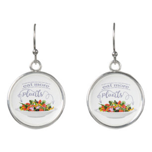 Eat more plants fresh salad motivation lettering earrings
