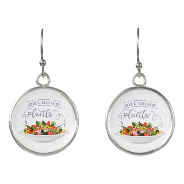 Eat more plants fresh salad motivation lettering earrings (Front)