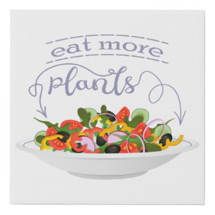 Eat more plants fresh salad motivation lettering faux canvas print