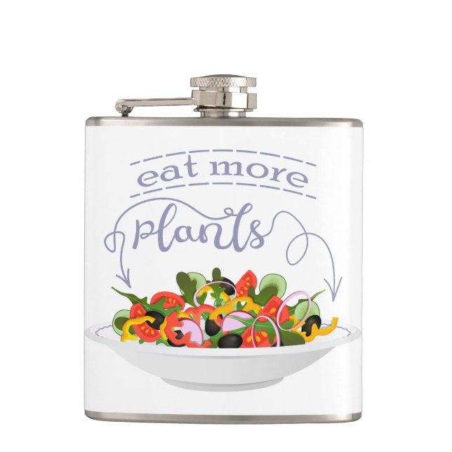 Eat more plants fresh salad motivation lettering flask (Front)