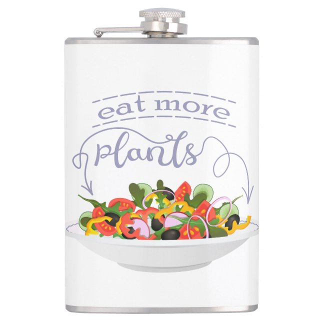 Eat more plants fresh salad motivation lettering flask (Front)