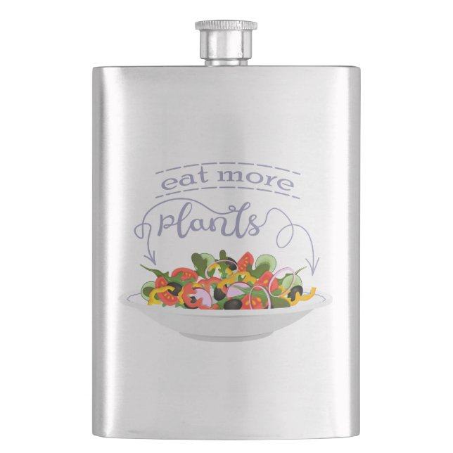 Eat more plants fresh salad motivation lettering flask (Front)