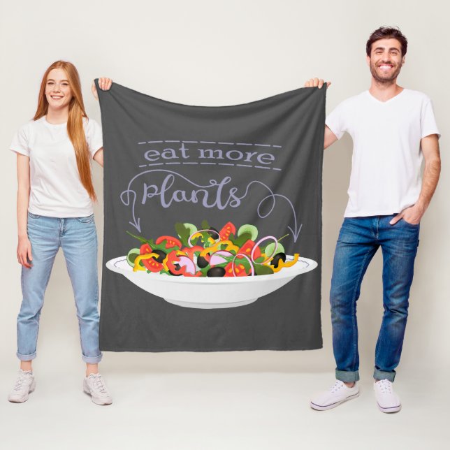 Eat more plants fresh salad motivation lettering fleece blanket (In Situ)