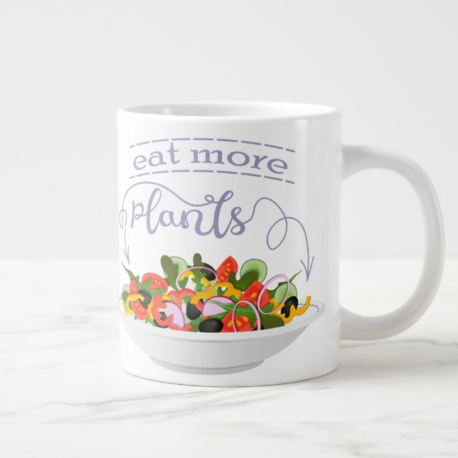 Eat more plants fresh salad motivation lettering giant coffee mug (Right)