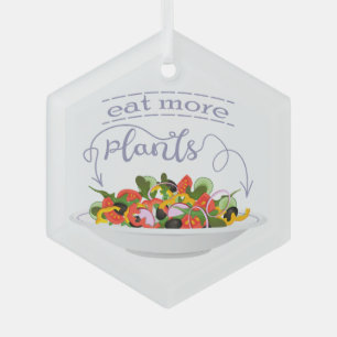 Eat more plants fresh salad motivation lettering glass ornament