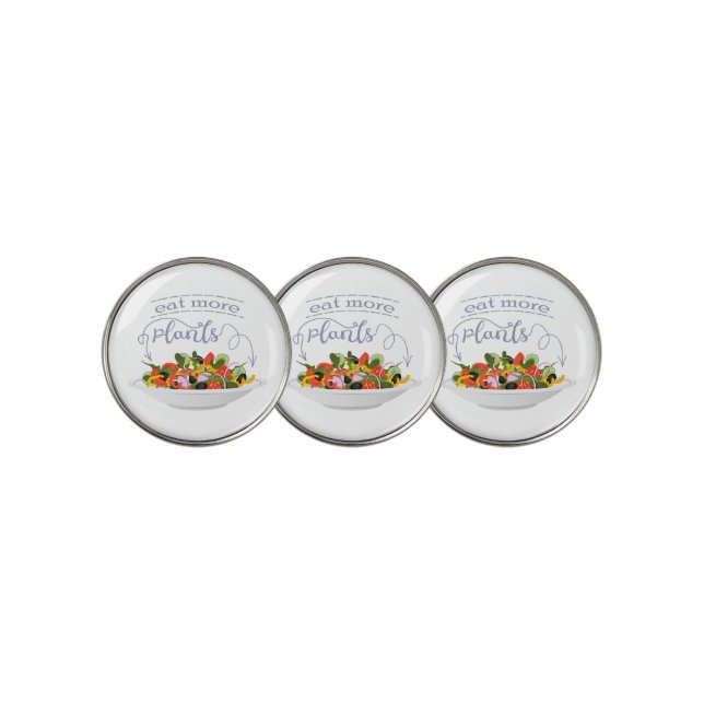 Eat more plants fresh salad motivation lettering golf ball marker (3 Up)