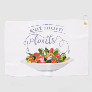Eat more plants fresh salad motivation lettering golf towel
