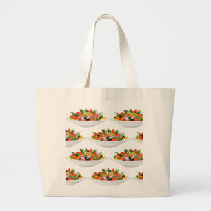 Eat more plants fresh salad motivation lettering large tote bag