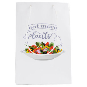 Eat more plants fresh salad motivation lettering medium gift bag