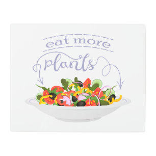 Eat more plants fresh salad motivation lettering metal print