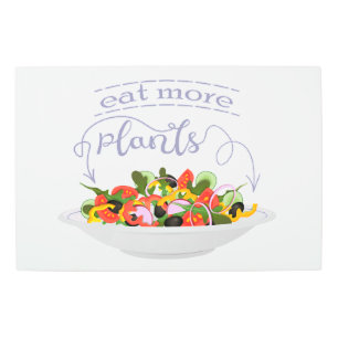 Eat more plants fresh salad motivation lettering metal print