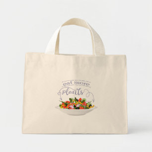 Eat more plants fresh salad motivation lettering mini tote bag