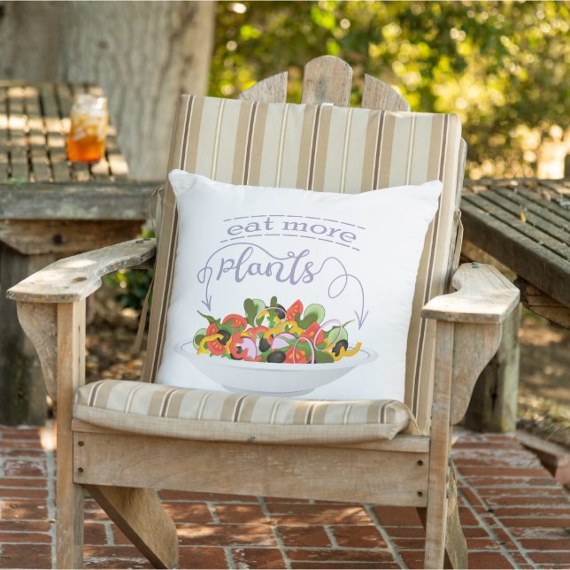 Eat more plants fresh salad motivation lettering outdoor pillow (Chair)