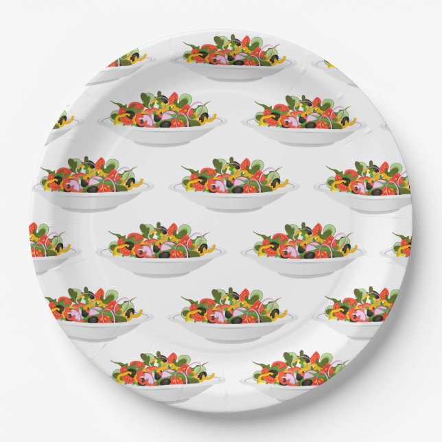 Eat more plants fresh salad motivation lettering paper plates (Front)