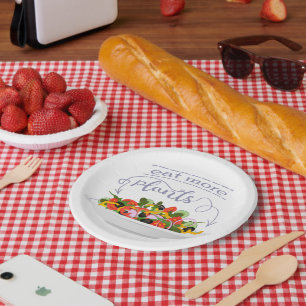 Eat more plants fresh salad motivation lettering paper plates