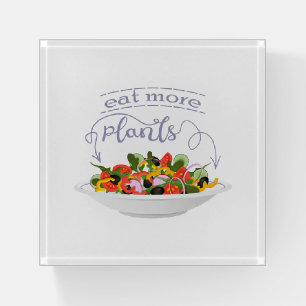 Eat more plants fresh salad motivation lettering paperweight