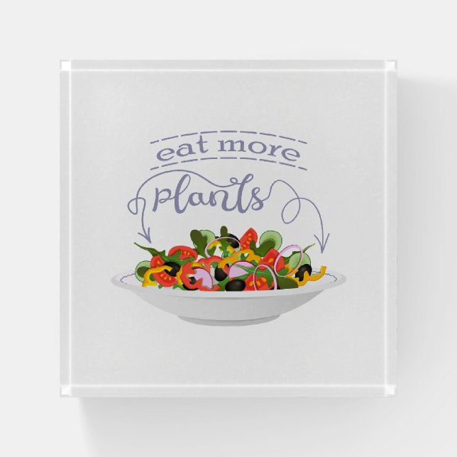 Eat more plants fresh salad motivation lettering paperweight (Front)