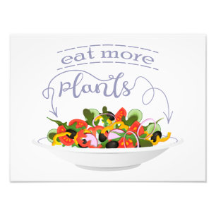 Eat more plants fresh salad motivation lettering photo print