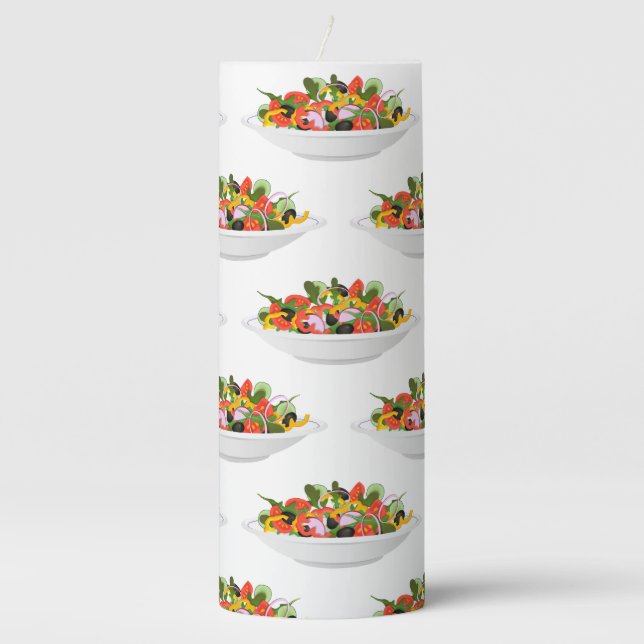 Eat more plants fresh salad motivation lettering pillar candle (Front)